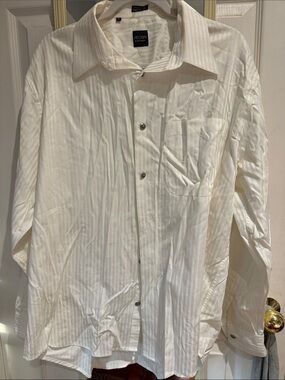 Acorn Men's Cream Subtle-Stripe Dress Shirt